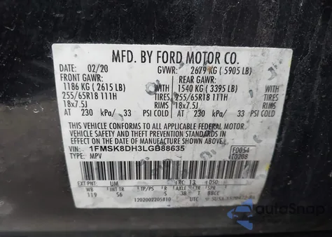 2020 Ford Explorer Xlt from USA, damaged, VIN 1FMSK8DH3LGB88635